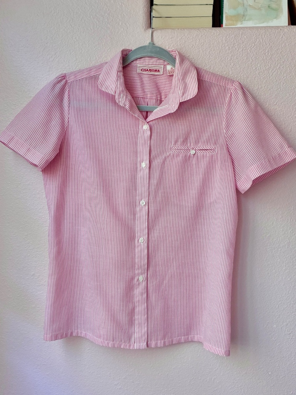 CHARISMA RED + WHITE STRIPED RETRO BLOUSE